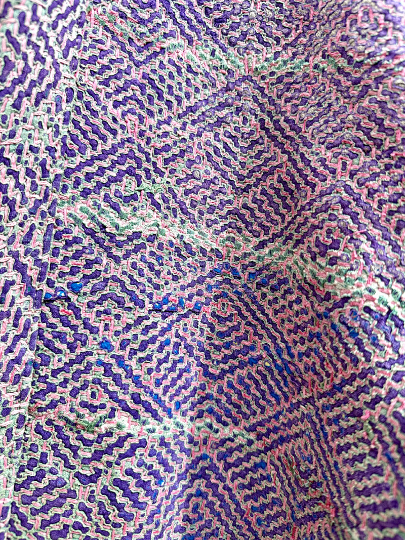 Kimono long en kantha vintage , en 100% coton et réversible. – Image 14