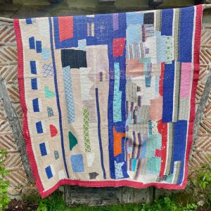 Plaid kantha vintage réversible