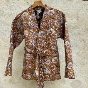 Veste kimono Star matelassée et réversible en 100% coton.