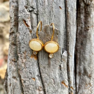 Boucle d'oreille argent et pierres naturelles bohème chic fait main.
