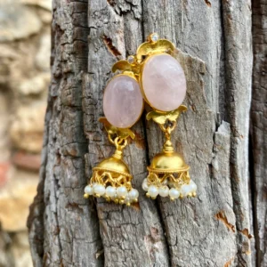 Boucle d'oreille argent et pierres naturelles bohème chic fait main.