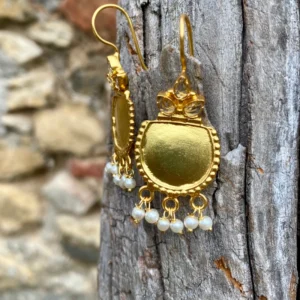 Boucle d'oreille argent et pierres naturelles bohème chic fait main.