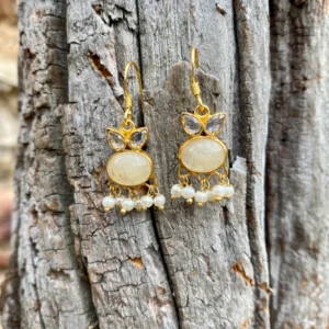 Boucle d'oreille argent et pierres naturelles bohème chic fait main.